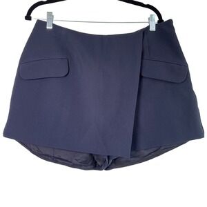 Anthropologie Maeve Preppy Tailored Faux Wrap Skort Black Sz 14 Academia Preppy